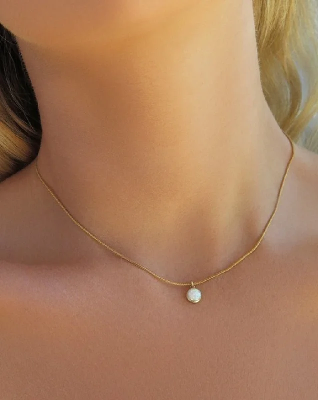 Ladies choker necklaces-Bello Opal Snake Necklace  - 14k Yellow Gold Fill