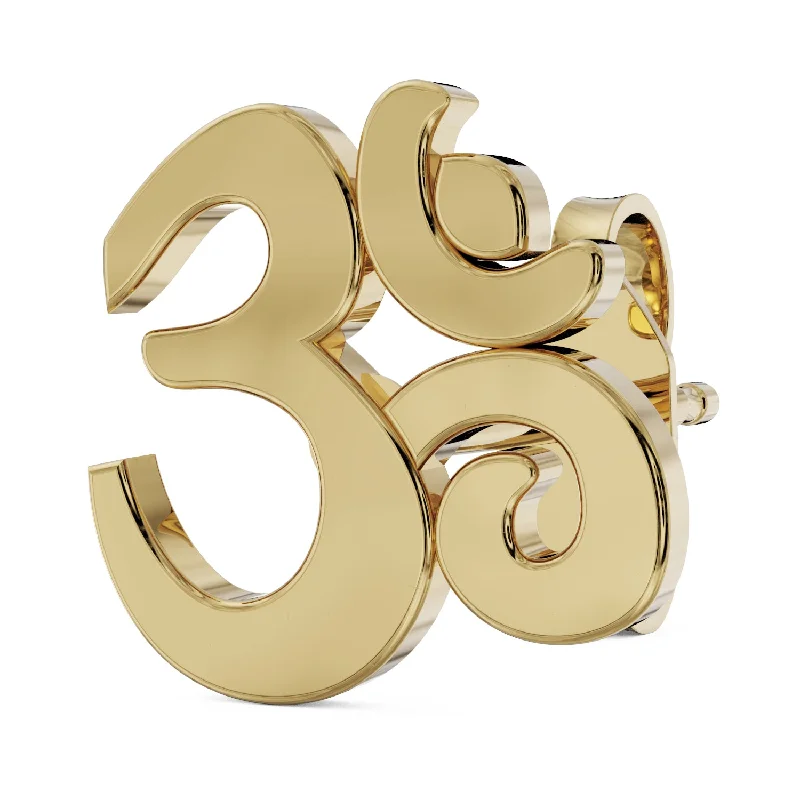 Ladies animal-shaped earrings-Om Ohm 14K Gold Stud Earring