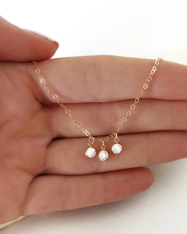 Ladies romantic heart-shaped necklaces-Triple CZ Necklace