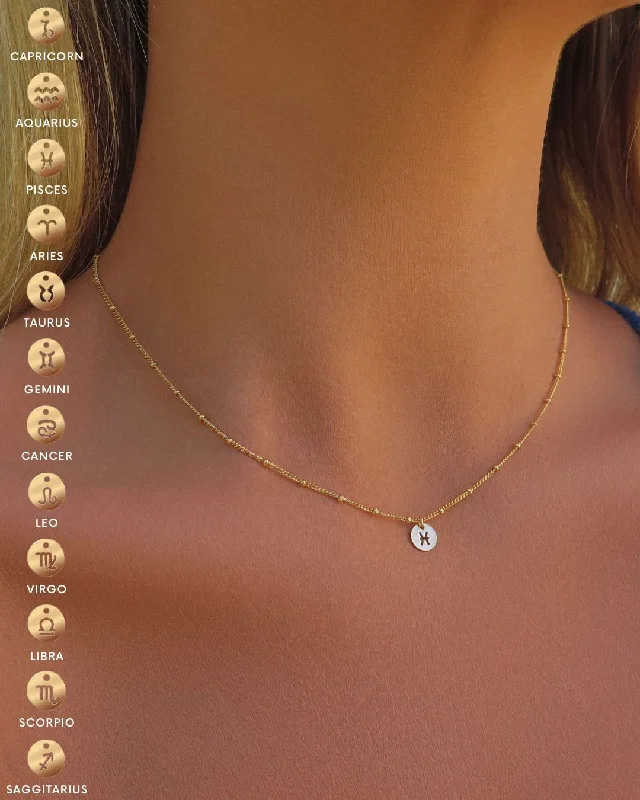 Ladies emerald necklaces-Zodiac Curb Chain Necklace  - 14k Yellow Gold Fill