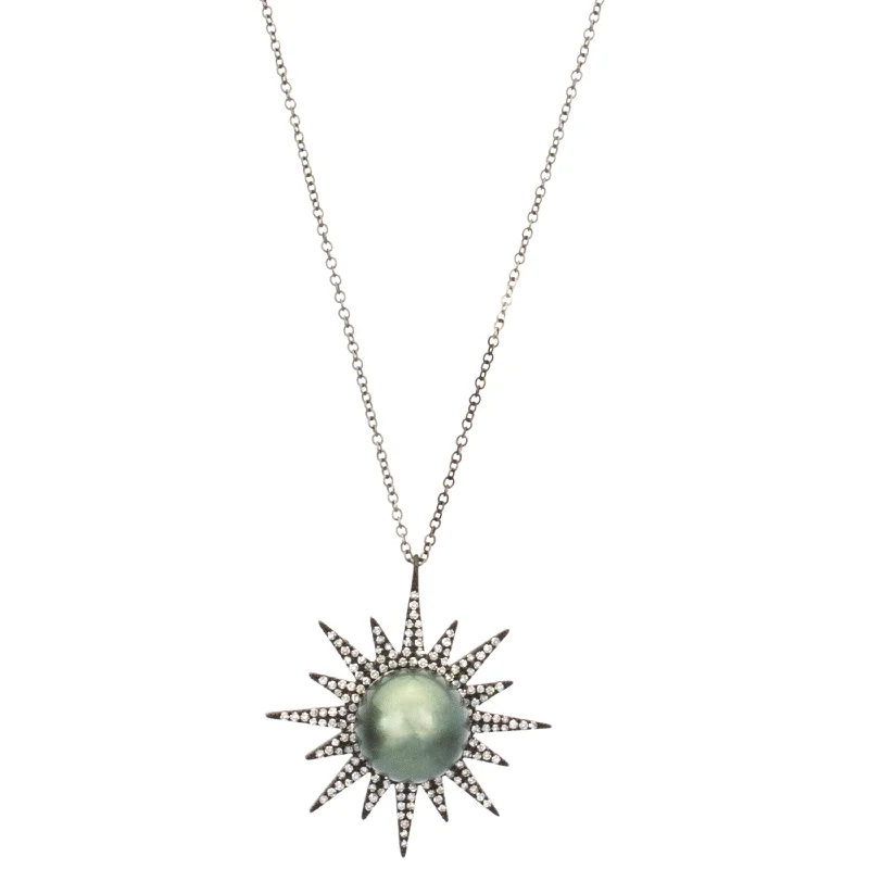 Ladies delicate necklaces-Pearl Sunburst Necklace