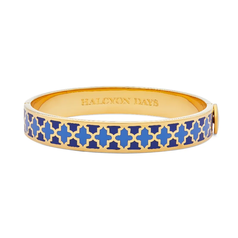 Ladies boho cuff bracelets-Agama Cobalt, Bluebell & Gold Bangle