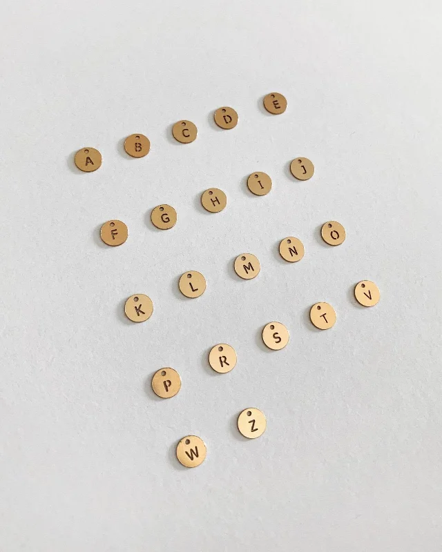 Ladies simple gold necklaces-Letter Coin Necklace  - 14k Yellow Gold Fill