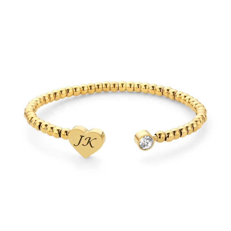 Ladies pearl charm bracelets-Heart ball bangle gold