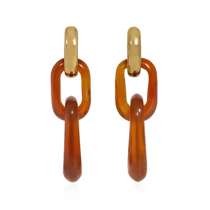 Ladies stud earrings-Tiffany & Co. gold and carnelian pendant earrings