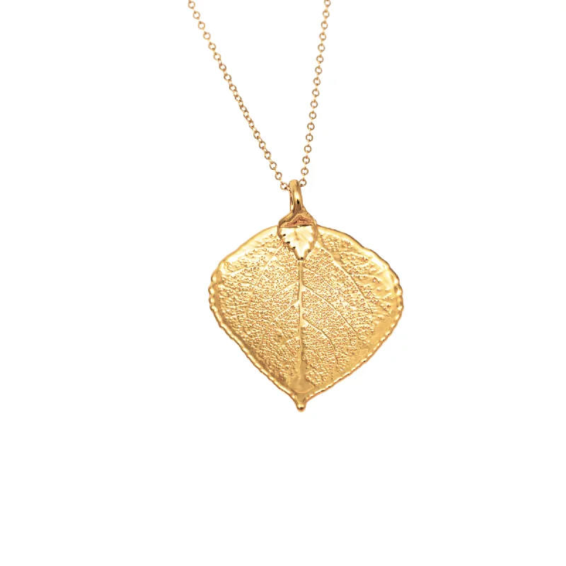 Ladies sparkling diamond necklaces-Real Leaf Pendant Necklace