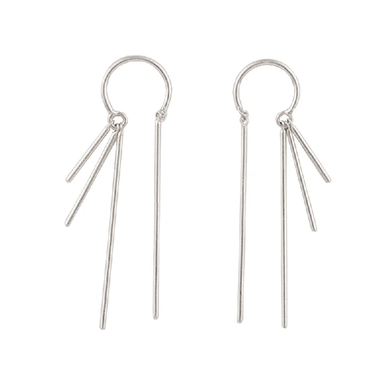 Ladies multi-stone earrings-Fringed Dancer Threaders in Silver