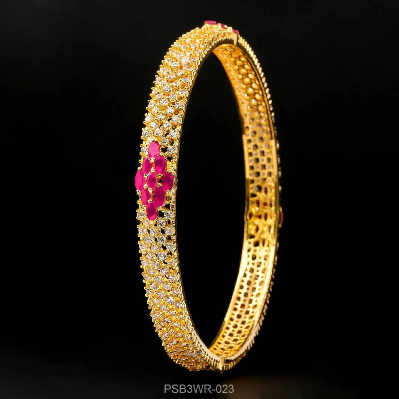 Ladies gold bracelets-24ct Heavy Gold Plated Stone Bangle PSB3WR-023