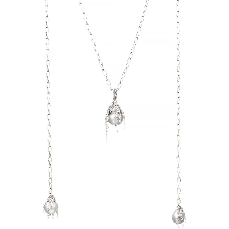 Ladies stunning necklaces for women-Tahitian Pearl Lariat