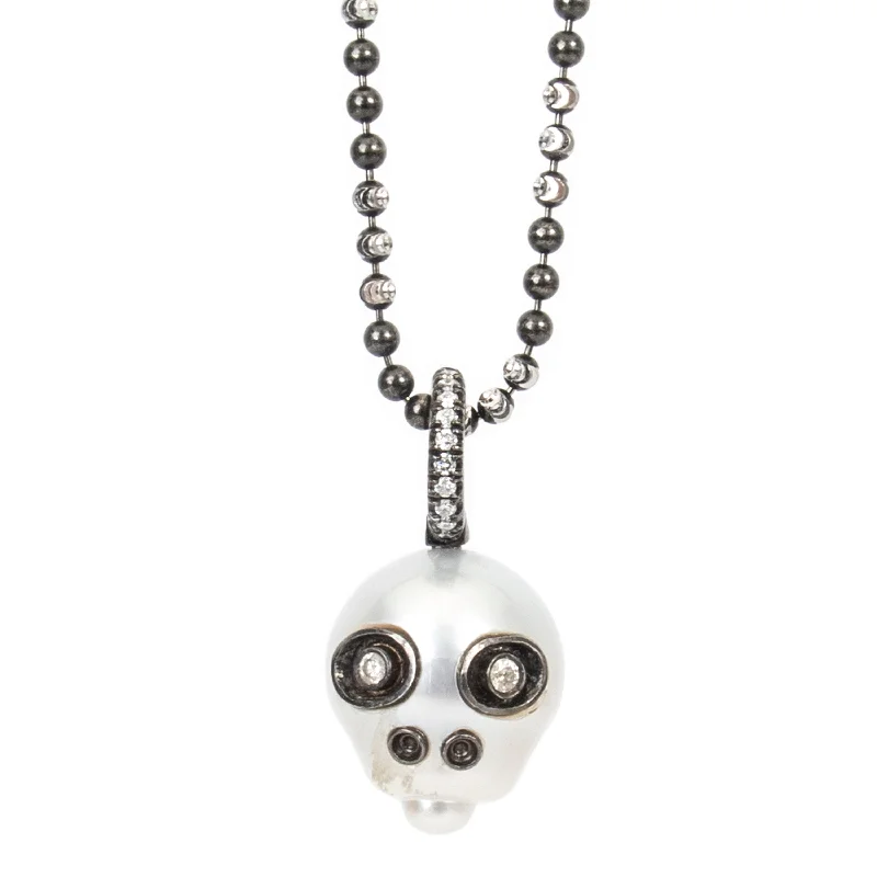 Ladies birthstone necklace sets-Pearl Skull Necklace