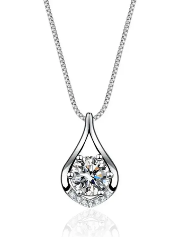 Ladies luxury diamond necklaces-Teardrop Pendant Necklace | S925 | Moissanite