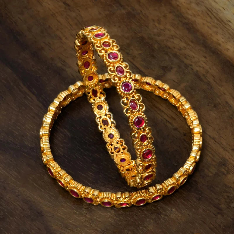 Ladies bridal bangle sets-Gold Bangle PSGRBSR6R-24-063