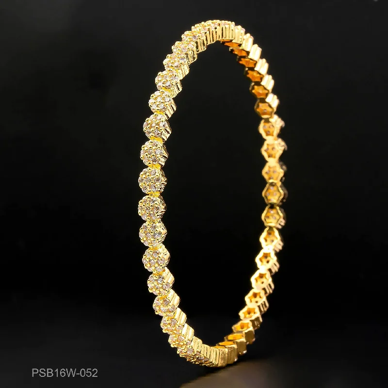 Ladies bohemian-style bracelets-24ct Heavy Gold Plated Stone Bangle PSB16W-052