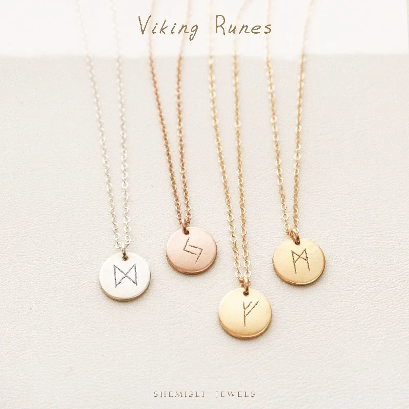 Ladies rose gold necklaces-Viking Runes Necklace, Viking Initial Jewelry, Pagan Necklace, Elder Futhark, Norse, Medieval, Unisex, Gold Filled, Silver • NDV9-04