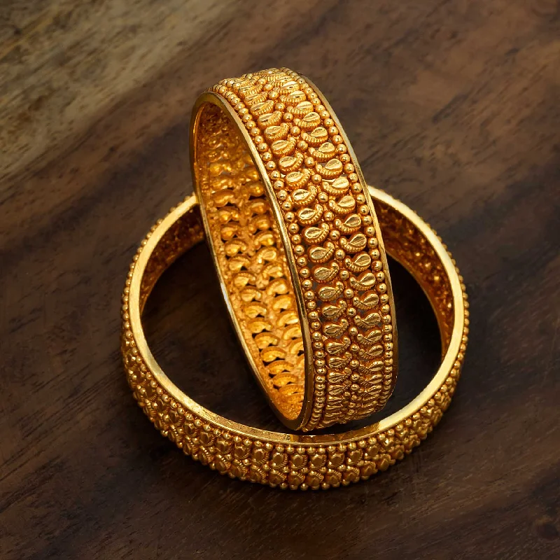 Ladies sapphire bracelets-Golden Gheru Bangle PGGRBSR6-25-024