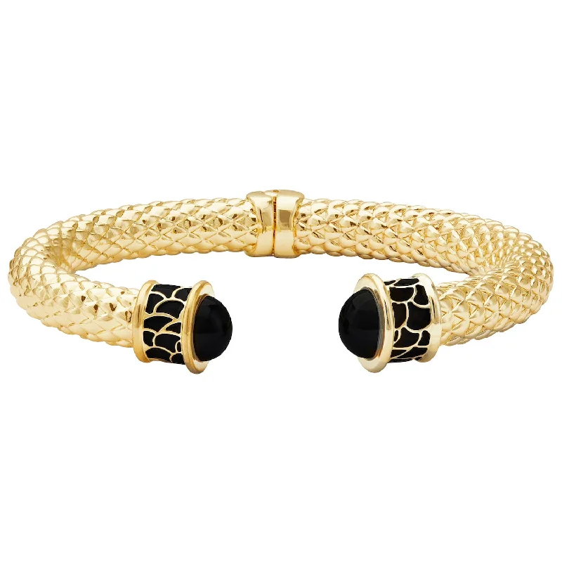 Ladies bridal bangle sets-Minoan Torque Black & Gold Bangle