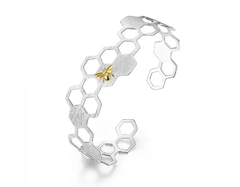 Ladies simple gold bracelets-Honeycomb Bangle