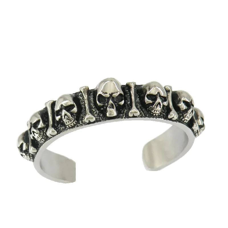 Ladies classic bangles-Stainless Steel Skull Bangle