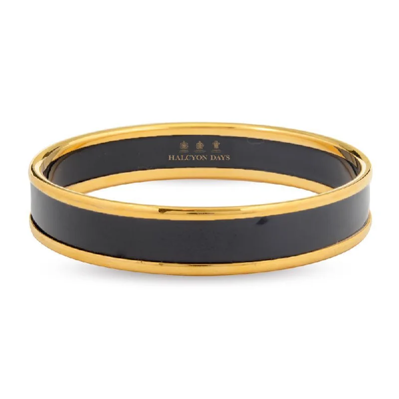 Ladies bridal bangle bracelets-Black & Gold Enamel Bangle