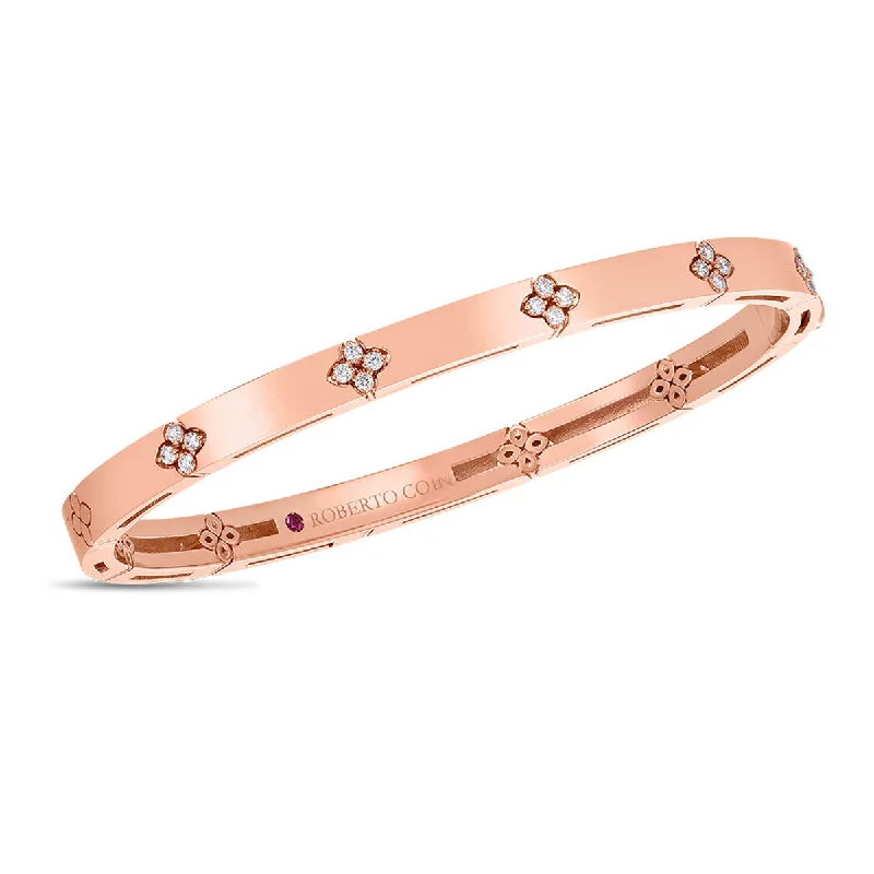 Ladies colorful bracelets-18K Verona Narrow Width Bangle with Diamond Accent