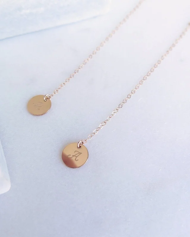 Ladies rope necklaces-Coin Drop Necklace  - 14k Rose Gold Fill