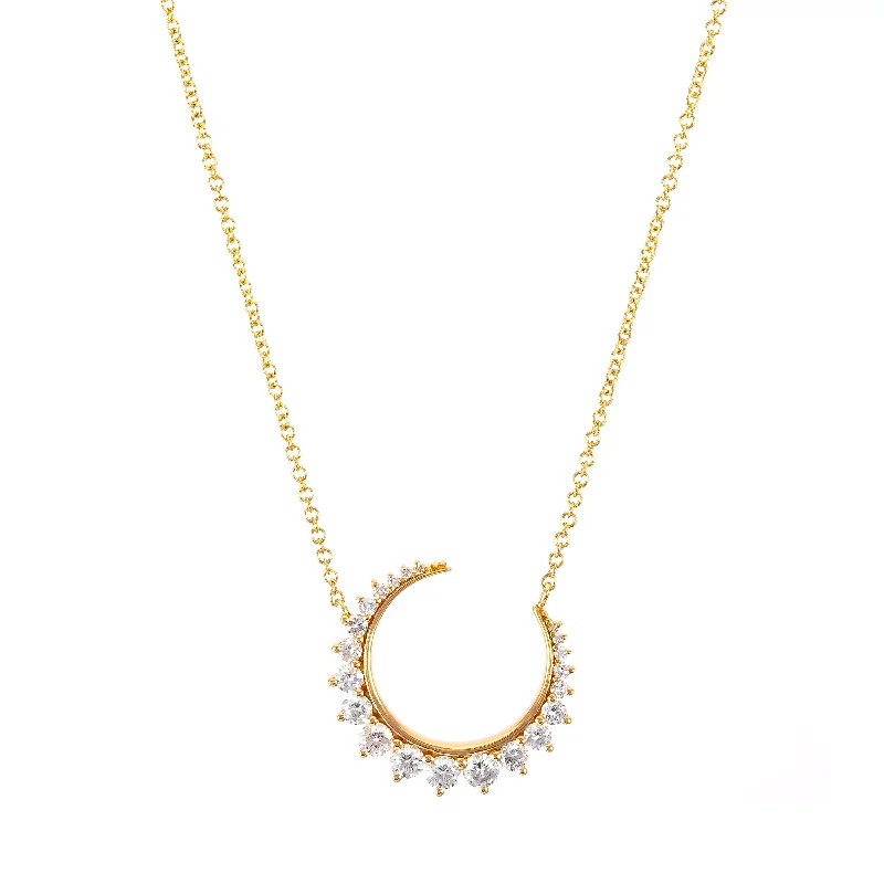 Ladies luxury platinum necklaces-Crescent Necklace