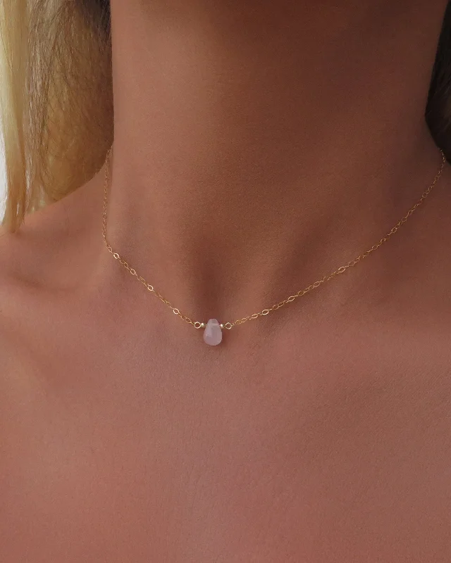 Ladies wedding necklaces-Rose Quartz Teardrop Connector Necklace