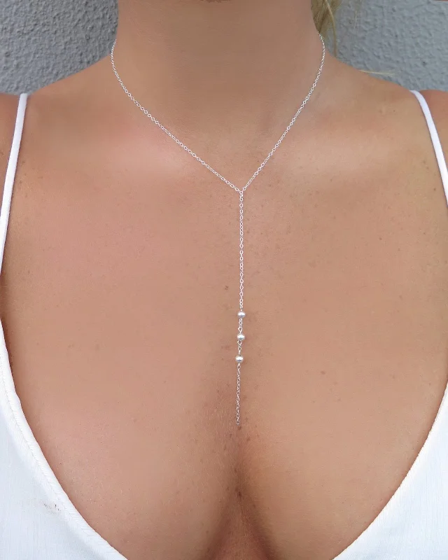 Ladies large gem necklaces-Triple Drop Necklace  - Sterling Silver