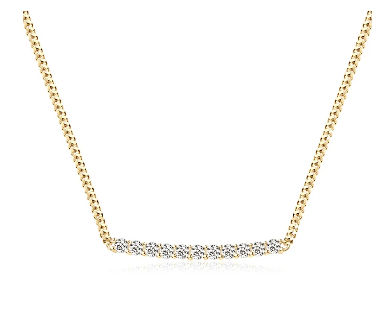 Ladies custom necklaces-Diamond Row Necklace | S925 | Moissanite 18K Gold