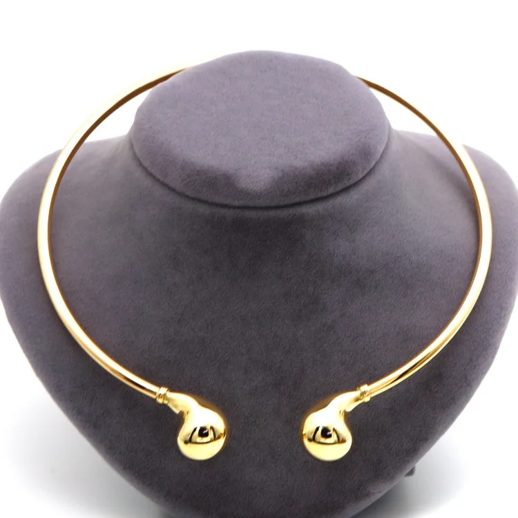 Ladies family birthstone necklaces-Real Gold Collar Teardrop Necklace (46 cm) TS 0104/1 N1476