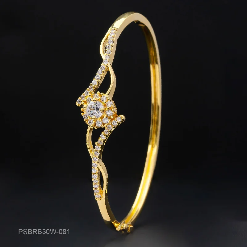 Ladies statement bracelets-24ct Heavy Gold Plated Stone Bangle  PSBRB30W-081