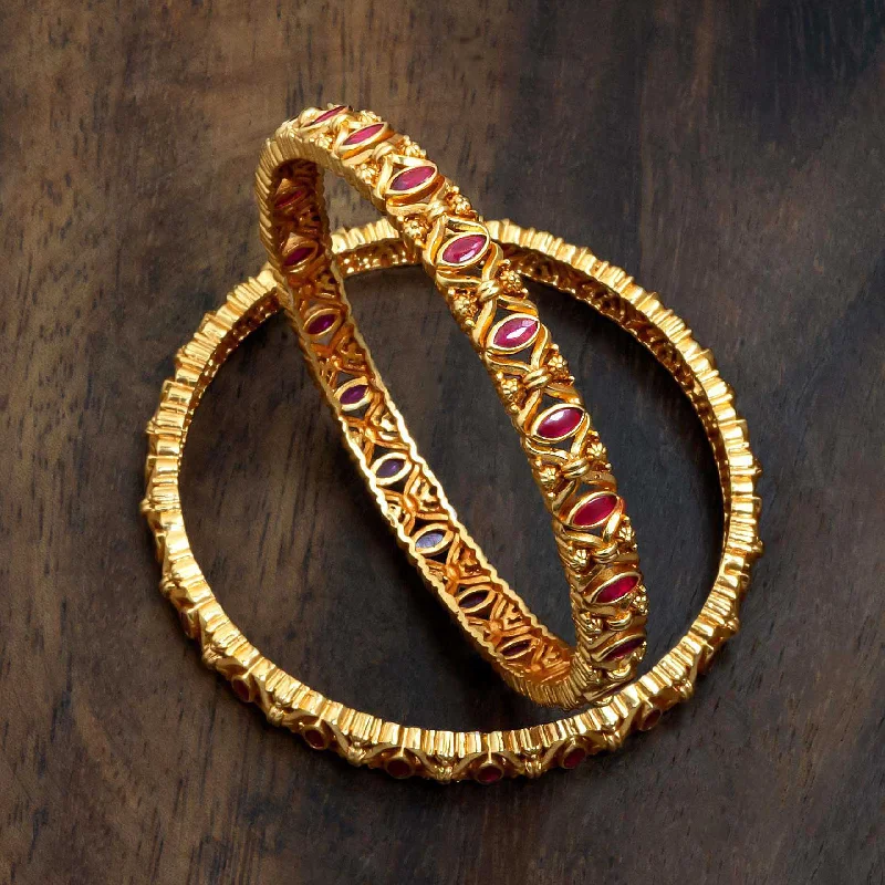 Ladies boho-chic bracelets-Gold Bangle PSGRBSR3R-26-063