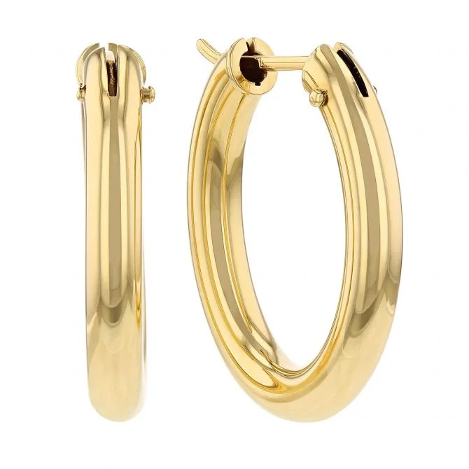 Ladies drop earrings-18K YELLOW DESINGER GOLD LARGE OVAL THE PERFECT HOOP® EARRINGS