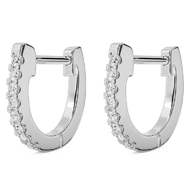 Ladies colored gemstone earrings-13mm Diamond Huggie Hoop Earrings