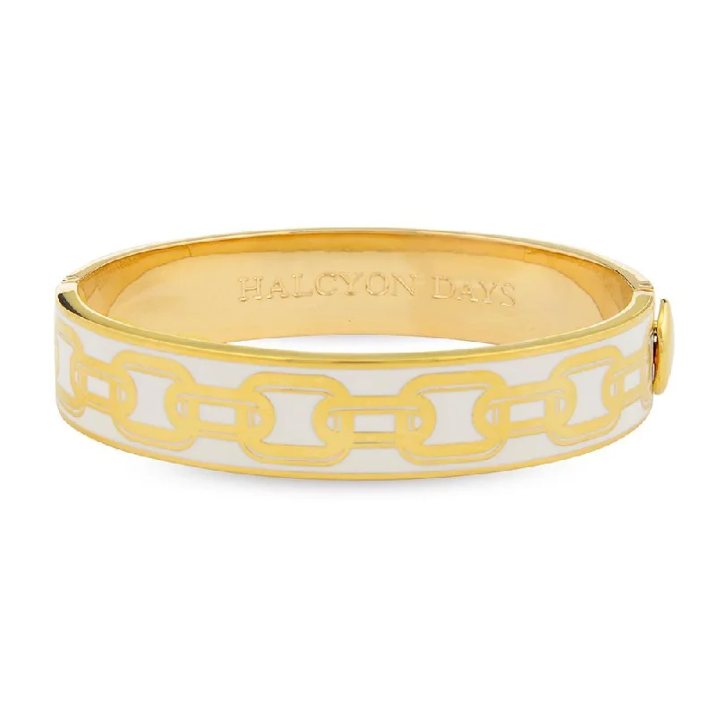 Ladies gold bangles-Chain Cream & Gold Bangle