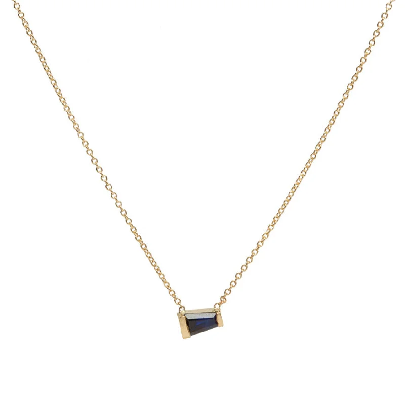 Ladies lockets necklaces-Tapered Baguette Sapphire Necklace