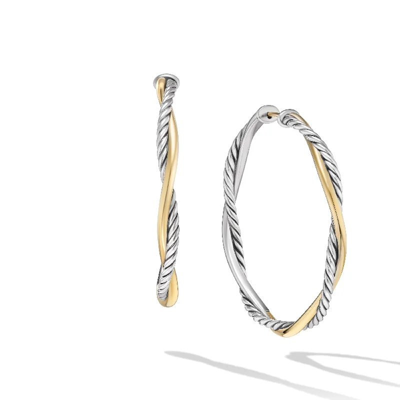 Ladies ruby earrings-Infinity Hoop Earrings in Sterling Silver with 14K Yellow Gold\, 42mm