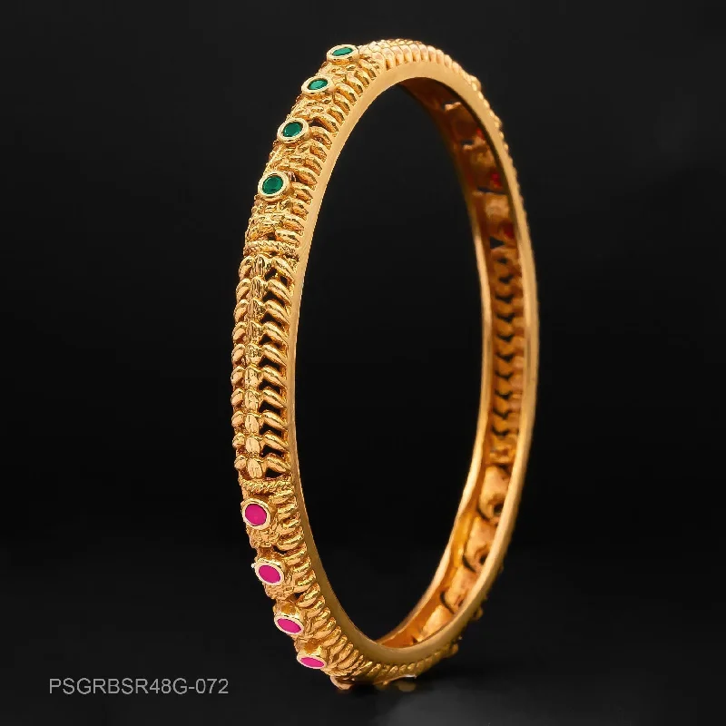 Ladies handmade bangle bracelets-STONE GHERU SRESHTA BANGLE PSGRBSR48G-072