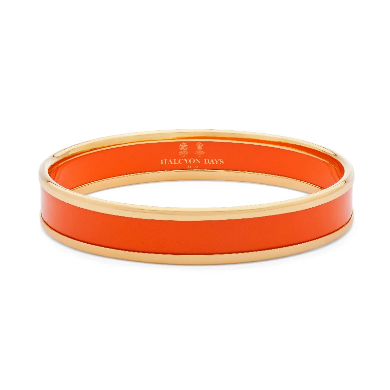 Ladies luxurious bangle sets-Orange & Gold Enamel Bangle