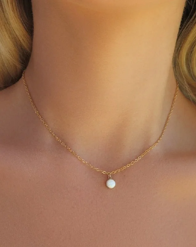 Ladies gemstone necklaces-Bello Opal Necklace  - 14k Yellow Gold Fill