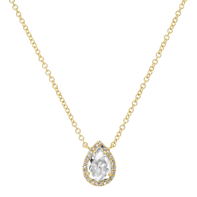 Ladies gemstone necklaces-Topaz Halo Necklace