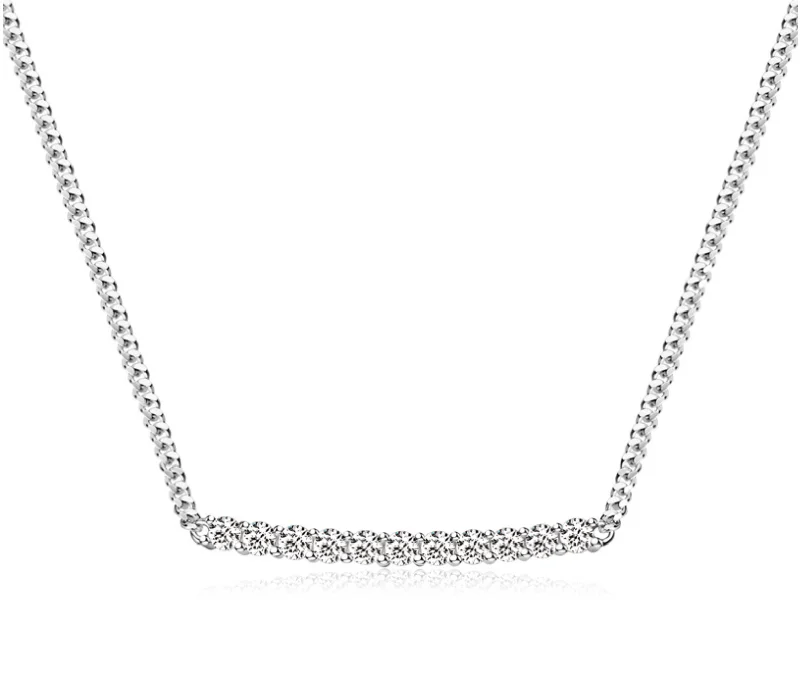 Ladies collar necklaces-Diamond Row Necklace | S925 | Moissanite 18K White Gold