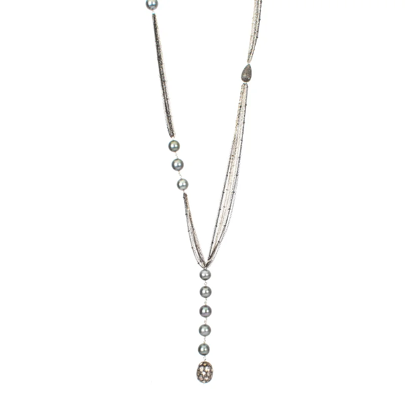 Ladies large gem necklaces-Multi Chain Lariat