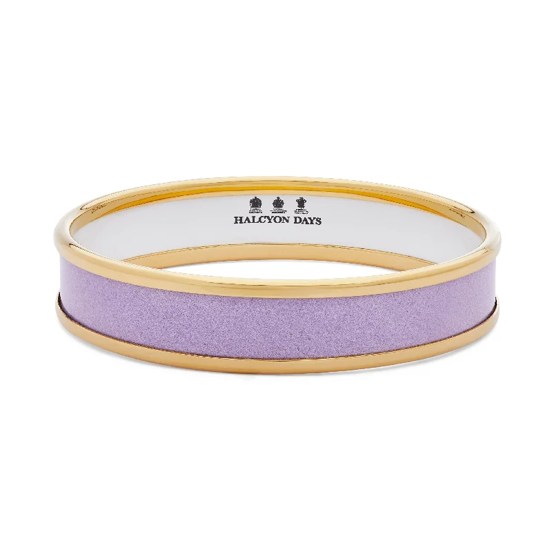 Ladies stretch bracelets-Lavender & Gold Enamel Bangle