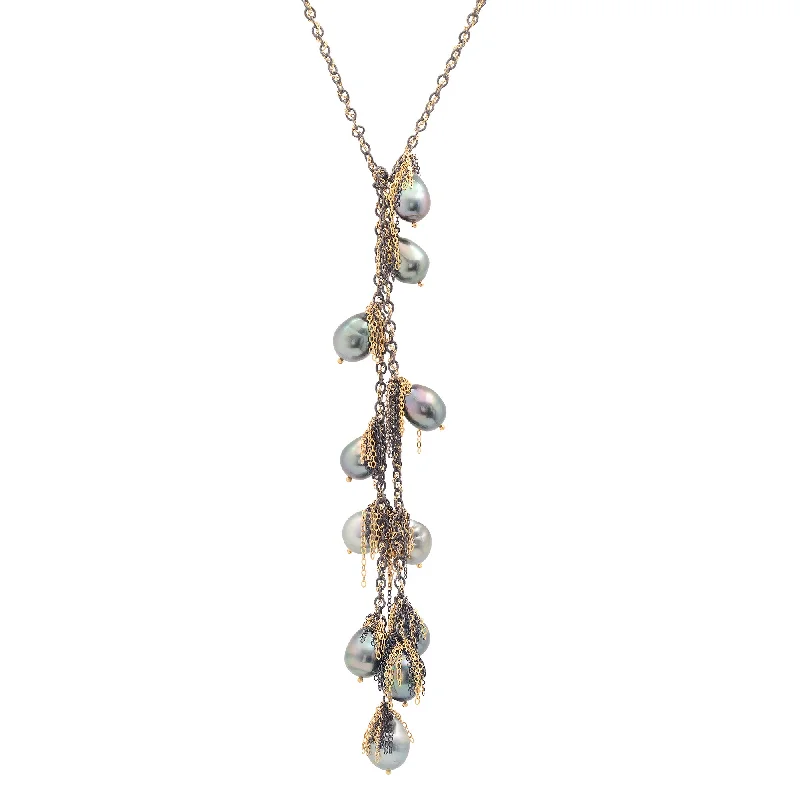 Ladies chic necklaces-Tahitian Pearl Lariat