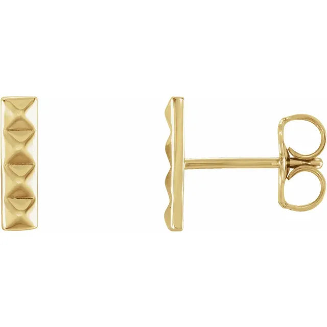 Ladies classic gold earrings-Pyramid Bar Earrings