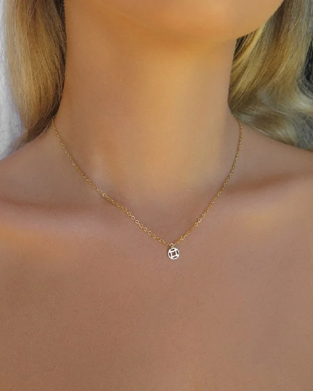 Ladies luxurious gemstone necklaces-The Littl Coin Necklace  - 14k Yellow Gold Fill