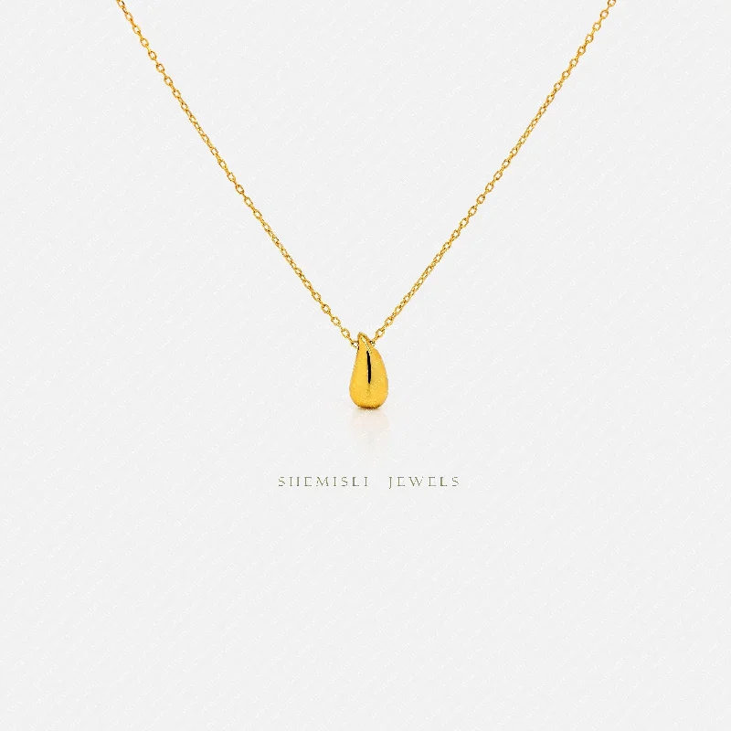 Ladies luxury diamond necklaces-Tiny Teardrop Necklace, Silver or Gold Plated (15.75“+2”) SHEMISLI - SN041