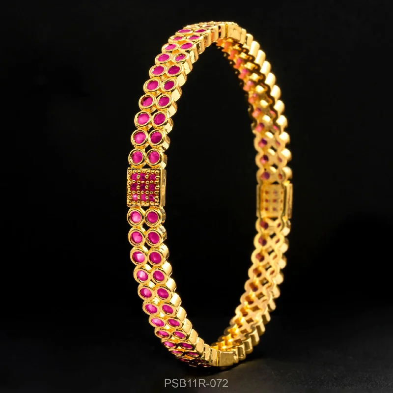 Ladies adjustable gold bracelets-24ct Heavy Gold Plated Stone Bangle PSB11R-072