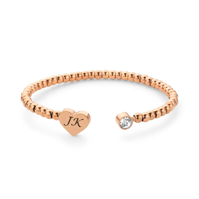 Ladies diamond cuff bracelets-Heart ball bangle rosé gold